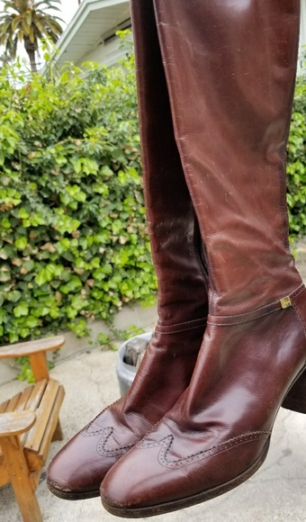 Ferragamo Knee High Oxford Wingtip Boots - Picture 2 of 6